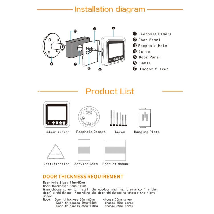 W5 2.4 inch Screen 2.0MP Security Camera No Disturb Peephole Viewer Doorbell, Support TF Card / Night Vision / Video Recording, W5 W5 2.4 inch Screen 2.0MP Security Camera No Disturb Peephole Viewer Doorbell, Support TF Card / Night Vision / Video Recording, W5